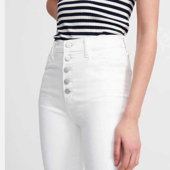 J. Brand White Hi Rise Crop Button Fly Skinny Jeans Size 26 - Picture 1 of 12